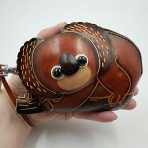 Koala Zip Pouch Kawaii Gift Handmade Leather Coin Purse Wristlet Anthropomorphic